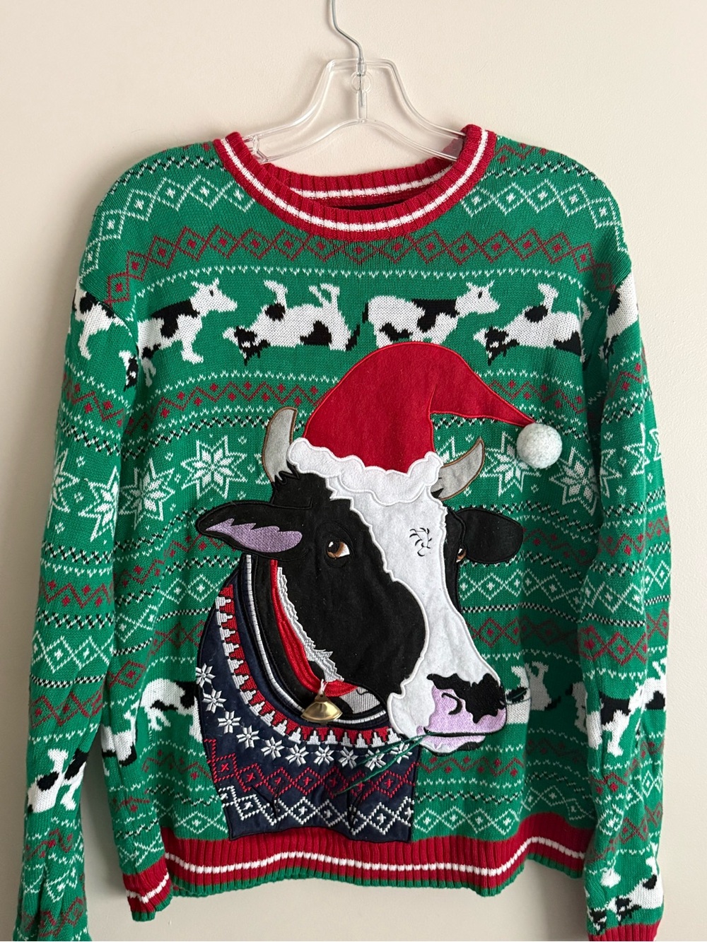 Cow Ugly Christmas Sweater Blizzard Bay Farm Medium Country Unisex Bell Dairy